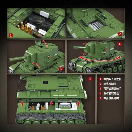Конструктор 100239 Quanguan - КВ-2 — советский тяжёлый штурмовой танк